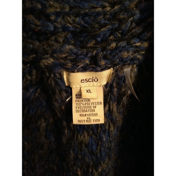 Escio Fringed Faux Fur Open Sweater Cardigan Xl Boho - Picture 7 of 11